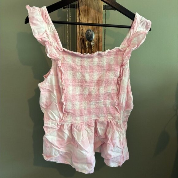 26.) Old Navy / Gingham / Pink & White / Smocked Top - Picture 1 of 5